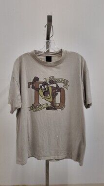 Vintage 90s Tasmanian Devil "Taz" Graphic T-Shirt – Tan/Khaki (XL)